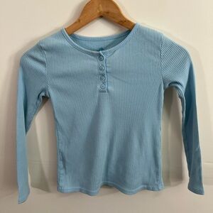 Thereabouts Girls Ribbed Long Sleeve Henley Top Blue Size 7/8